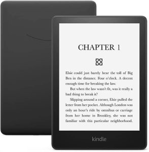 A Kindle Paperwhite, front and back